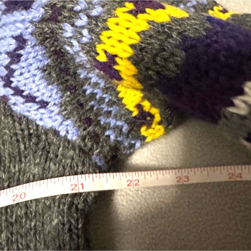 St. Johns Bay L Womens Gray Cardigan Sweater With Colorful Fair Isle Pattern - Picture 5 of 6